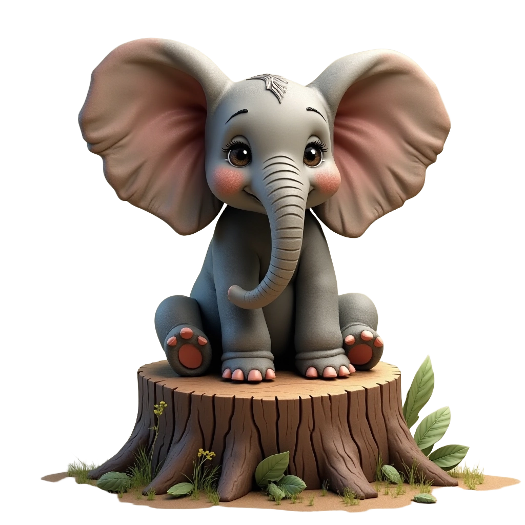 Cute Elephant on a Stump